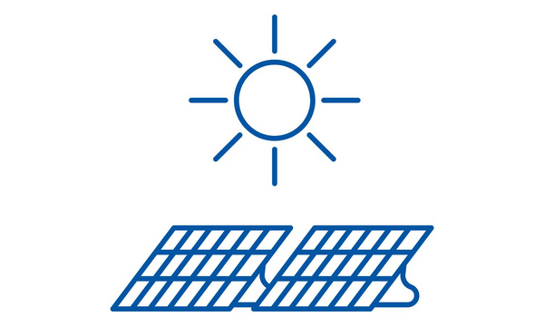 Icon Solarmodule und Sonne, Solarfassade